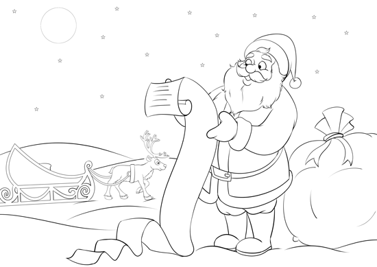 Ausmalbild Wunschzettel Weihnachtsmann