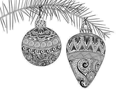 Ausmalbild Weihnachtskugeln