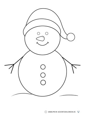 Ausmalbild Kleinkinder Schneemann