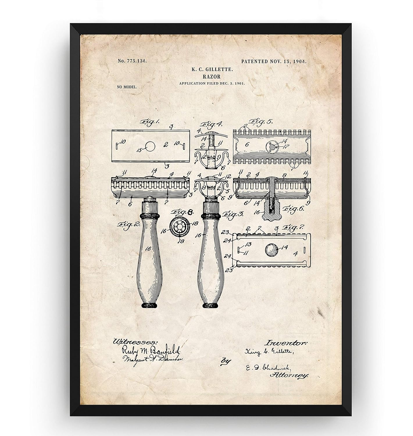 Doppelklingenrasierer 1904 Patent Poster
